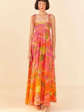green emerald velvet dress FARM RIO Morada Boa Guipure Maxi Dress In Red main image 0